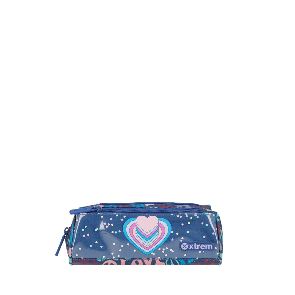 Cartuchera para niñas Campbell corazones azul