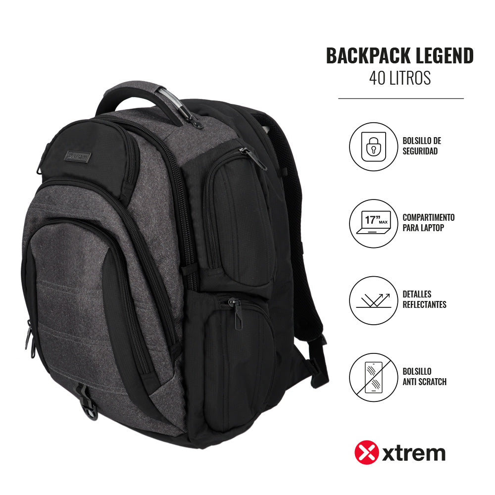 Mochila para notebook 17" de hombre Legend gris