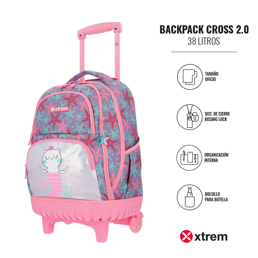 Mochila con ruedas para niñas New Run Pack rosada – House of