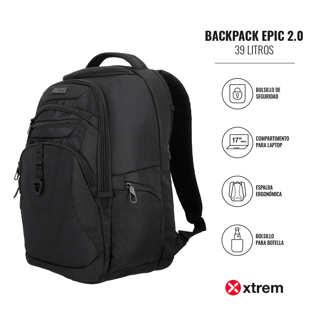 Mochila para notebook 17" de hombre Epic 2.0 negra