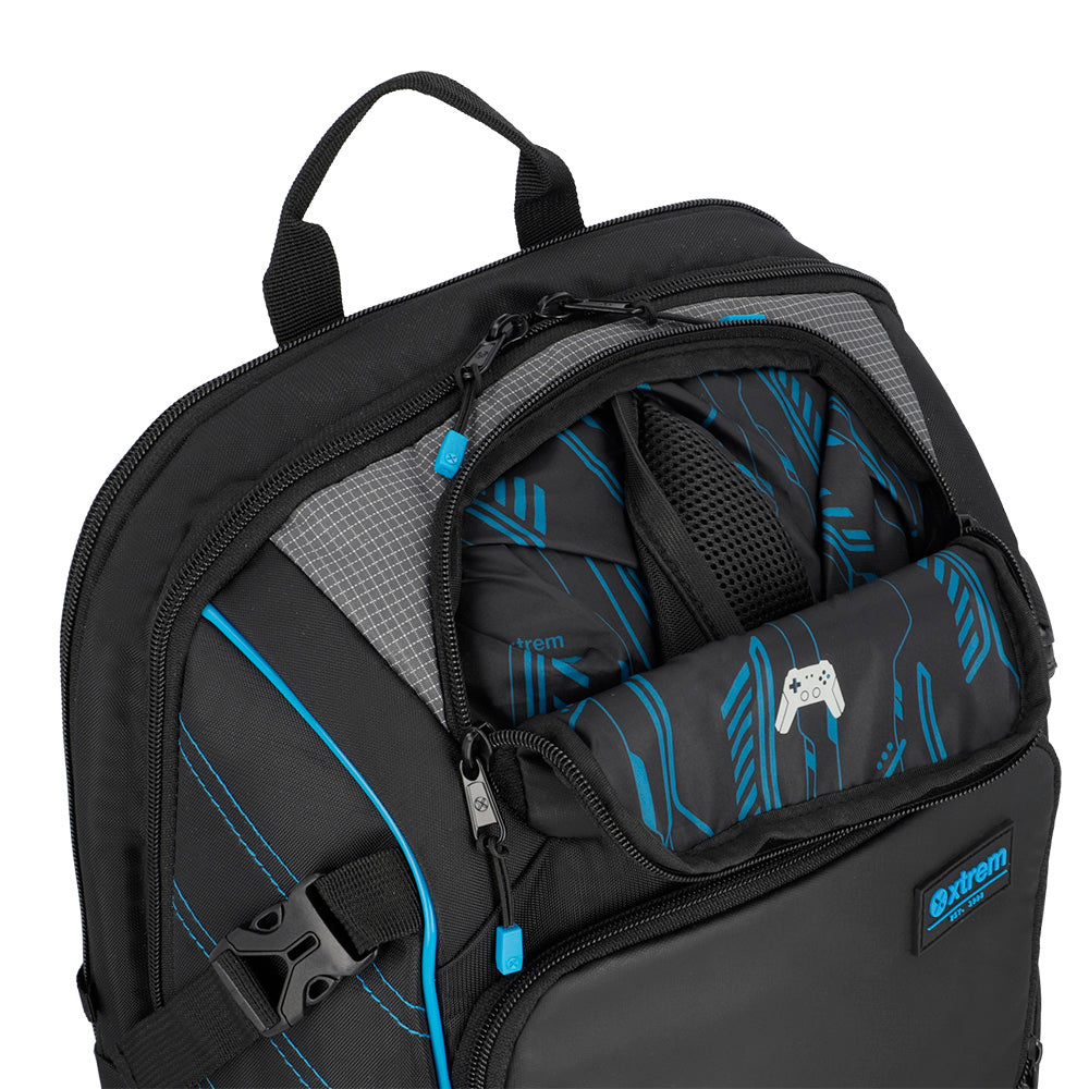 Mochila para laptop Gamerpack 17" negra/azul