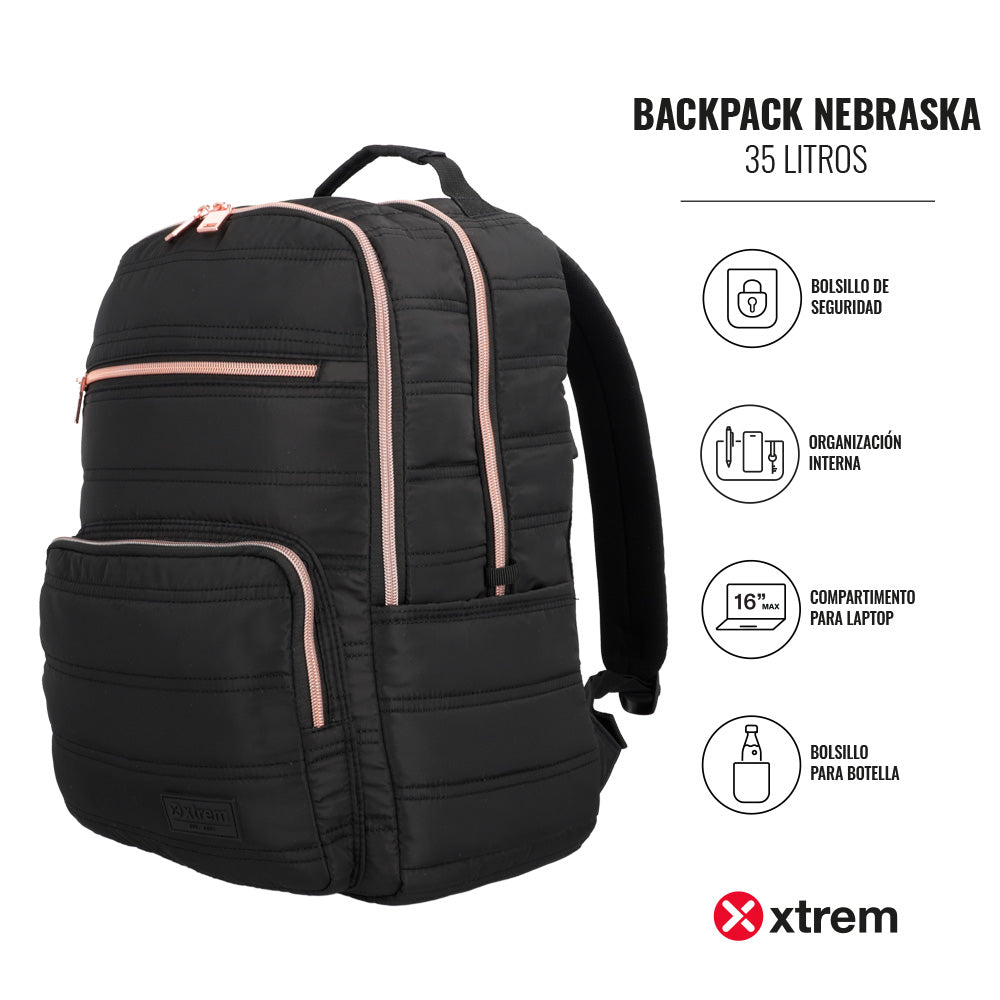 Mochila para notebook 16" de mujer Nebraska negra