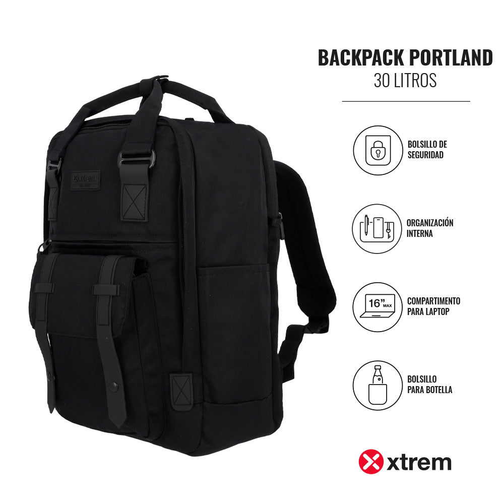 Mochila para notebook 16" de mujer Portland negra